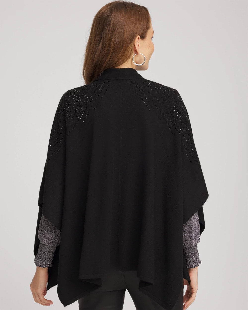 Chico's Women | Embellished Shawl Collar Ruana BLACK