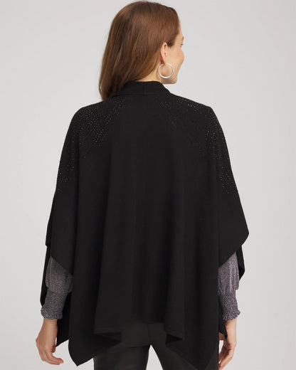 Chico's Women | Embellished Shawl Collar Ruana BLACK
