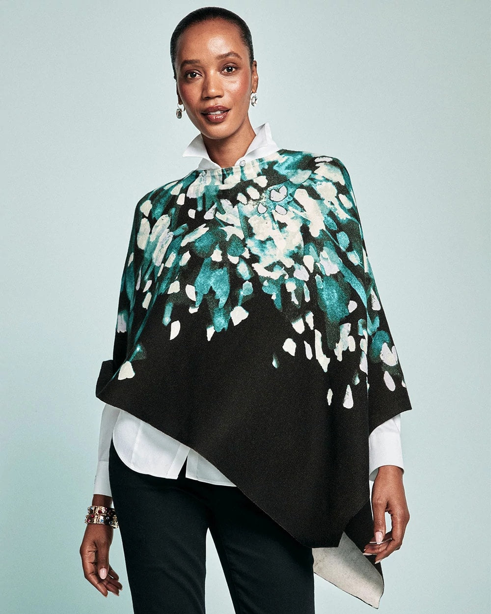 Chico's Women | Convertible Knit Boatneck Poncho DARK AQUA