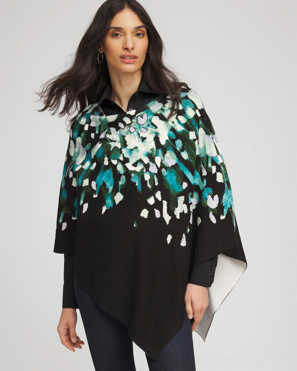 Chico's Women | Convertible Knit Boatneck Poncho DARK AQUA