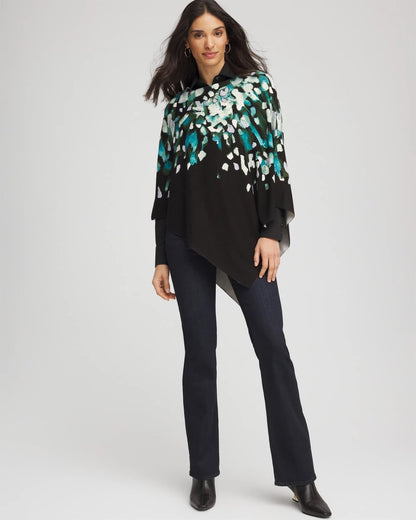 Chico's Women | Convertible Knit Boatneck Poncho DARK AQUA