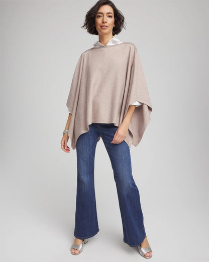 Chico's Women | Rhinestone Embellished Poncho LIGHT TAUPE HEATHER