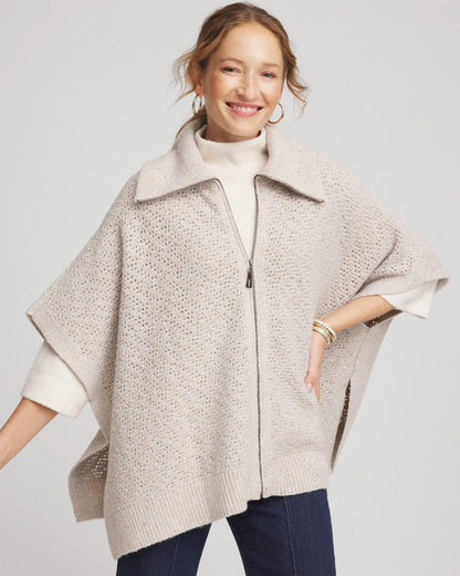 Chico's Women | Zip-Front Collared Ruana NEUTRAL