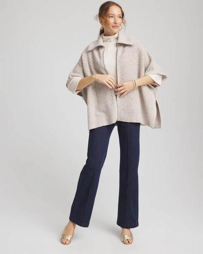 Chico's Women | Zip-Front Collared Ruana NEUTRAL