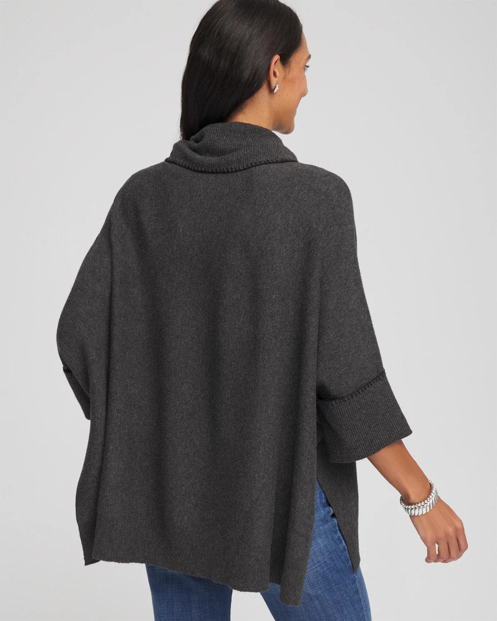 Chico's Women | Cowlneck Poncho GRAPHITE HEATHER GRAY