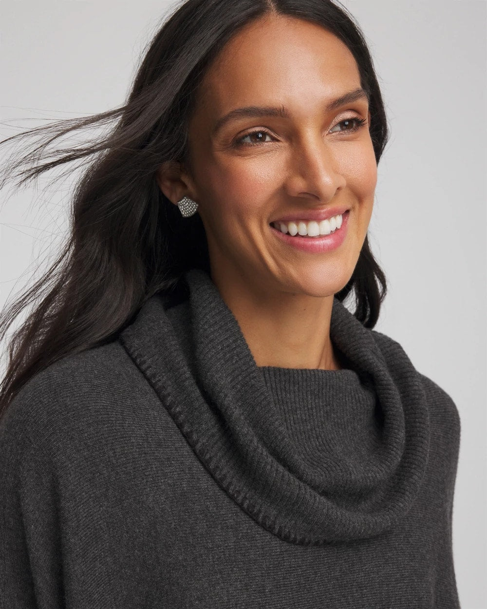Chico's Women | Cowlneck Poncho GRAPHITE HEATHER GRAY