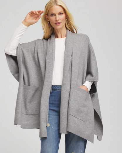 Chico's Women | Long Knit Ruana MOON SHADE GRAY HEATHER