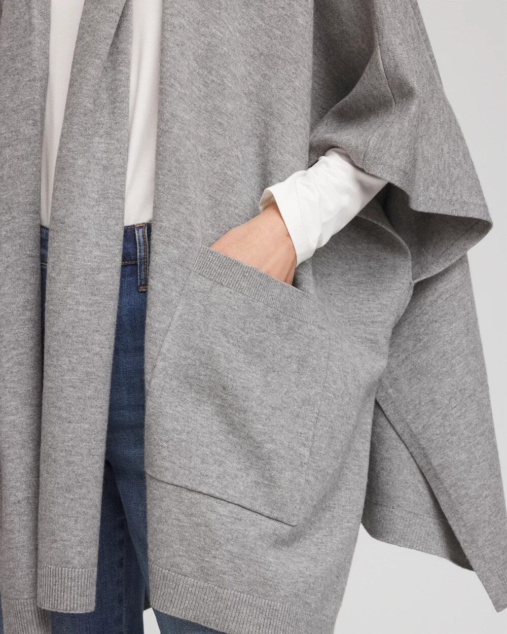 Chico's Women | Long Knit Ruana MOON SHADE GRAY HEATHER