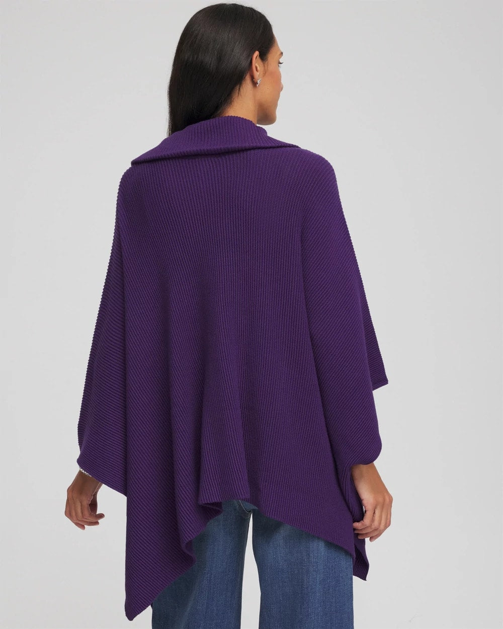 Chico's Women | Rhinestone Zip-Collar Sweater Poncho PURPLE ELIXIR
