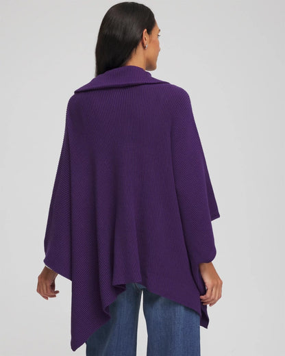 Chico's Women | Rhinestone Zip-Collar Sweater Poncho PURPLE ELIXIR