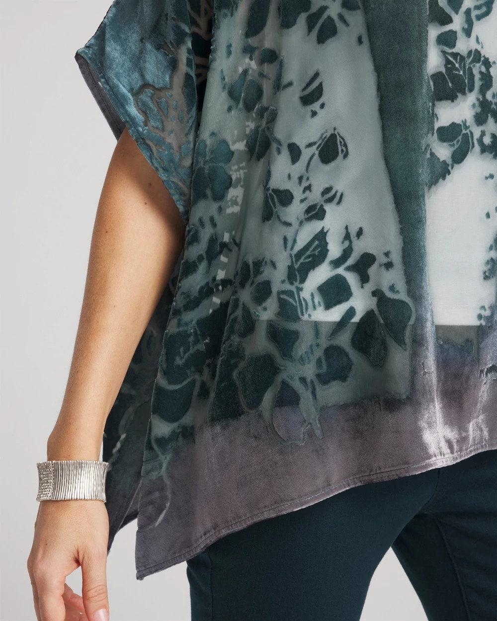 Chico's Women | Velvet Burnout Passion Poncho STRIKING TEAL