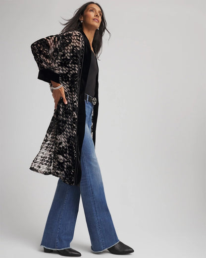 Chico's Women | Art Deco Burnout Kimono BLACK