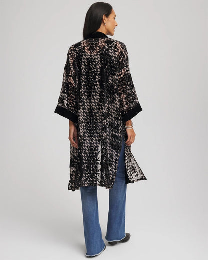 Chico's Women | Art Deco Burnout Kimono BLACK