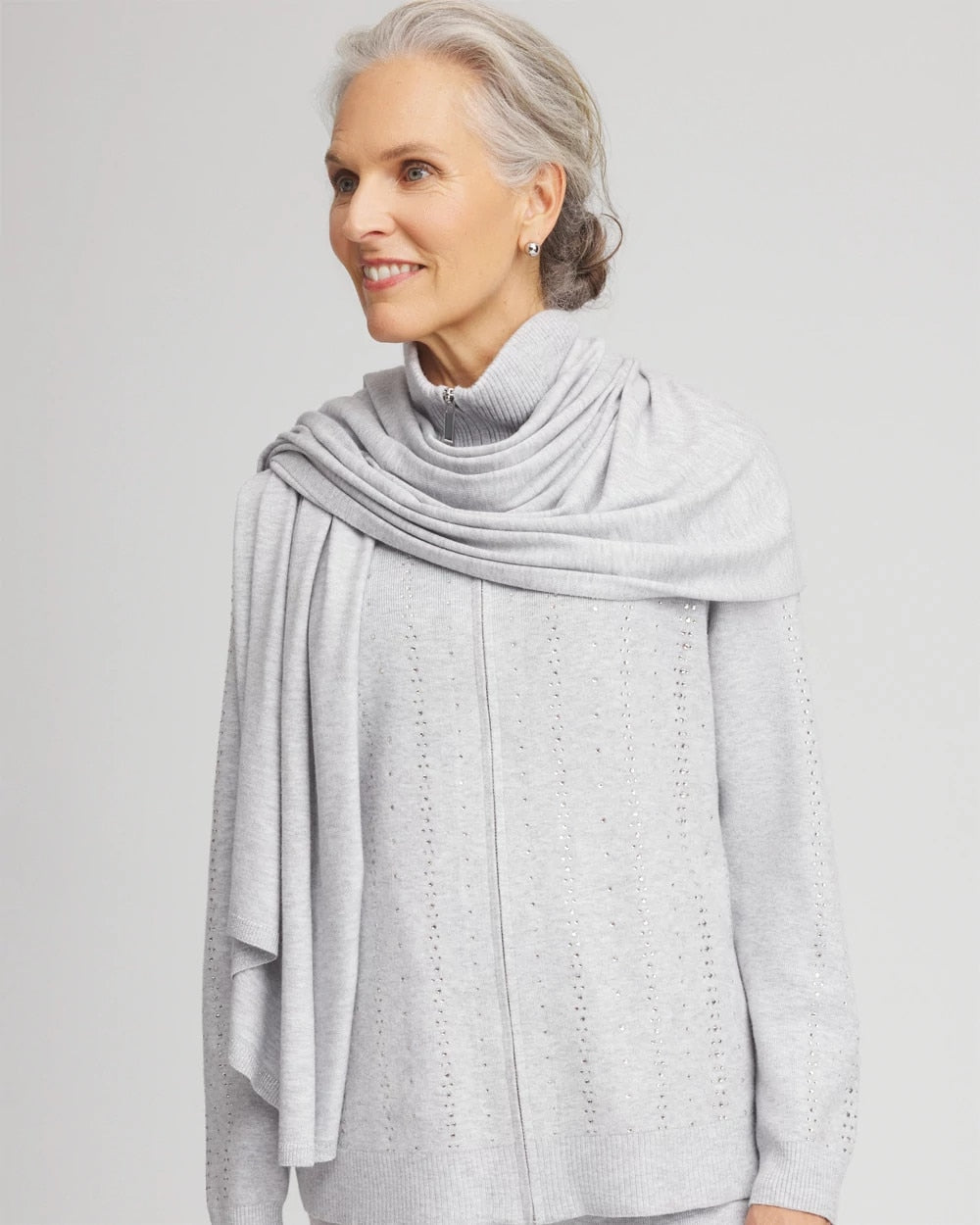 Chico's Women | Wrap & Eye Mask Travel Set FROSTED GRAY HEATHER