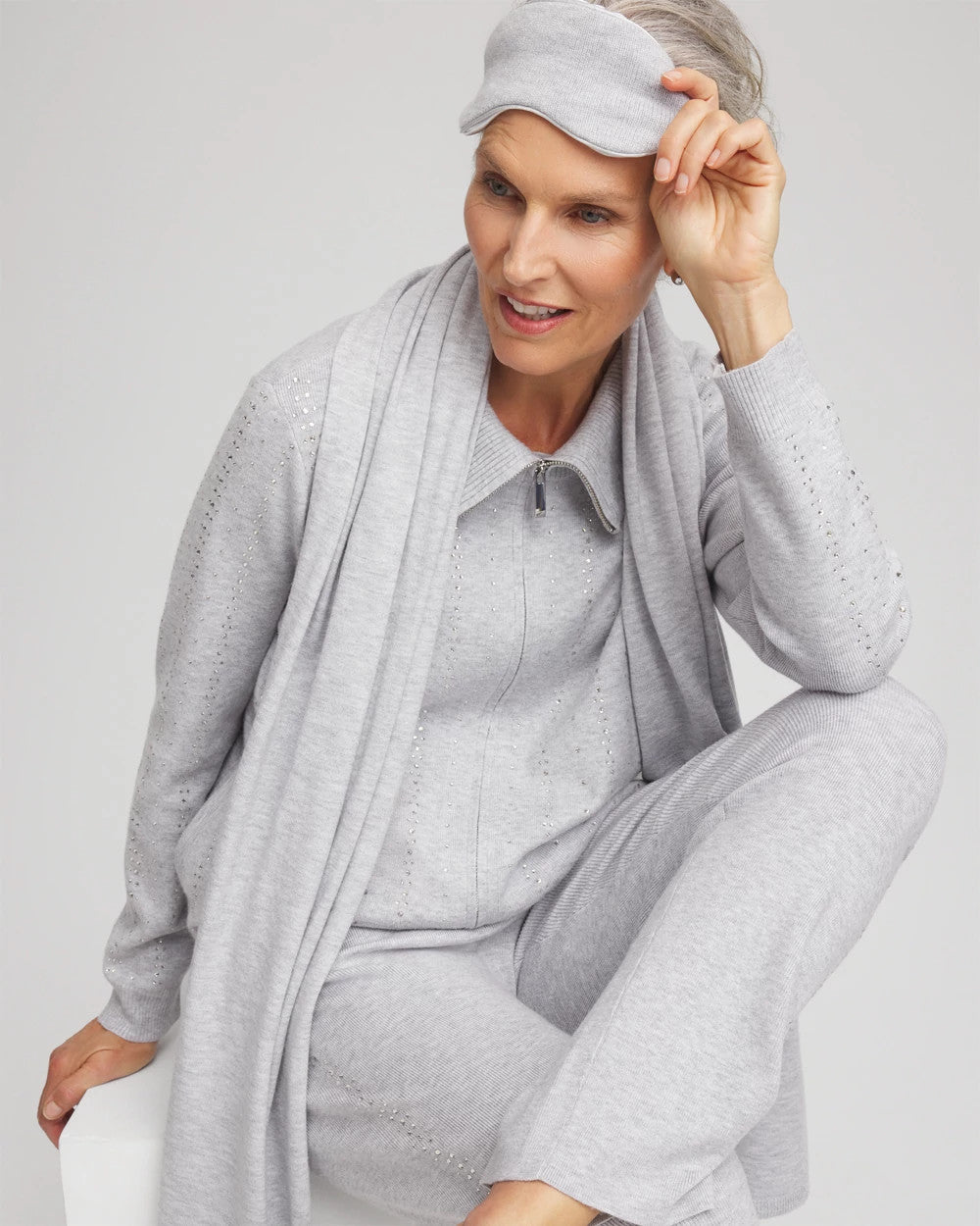 Chico's Women | Wrap & Eye Mask Travel Set FROSTED GRAY HEATHER
