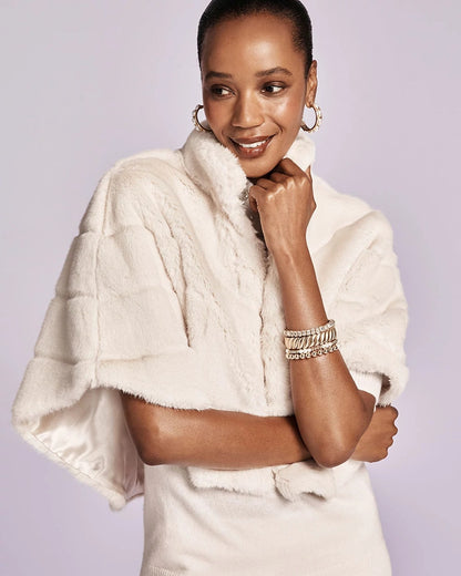 Chico's Women | Faux Fur Funnelneck Capelet ENGLISH CREAM