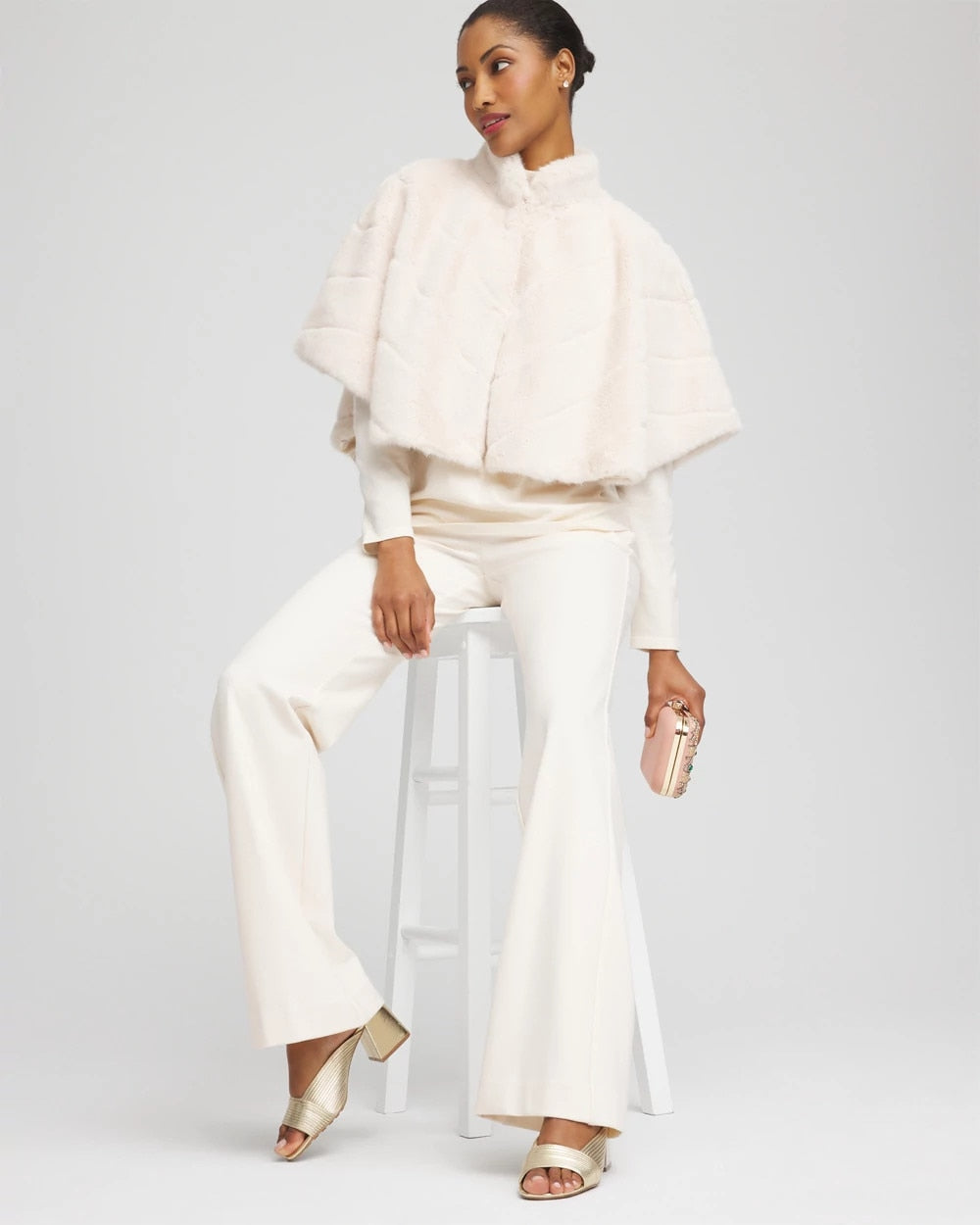 Chico's Women | Faux Fur Funnelneck Capelet ENGLISH CREAM