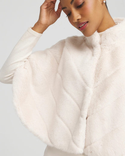 Chico's Women | Faux Fur Funnelneck Capelet ENGLISH CREAM