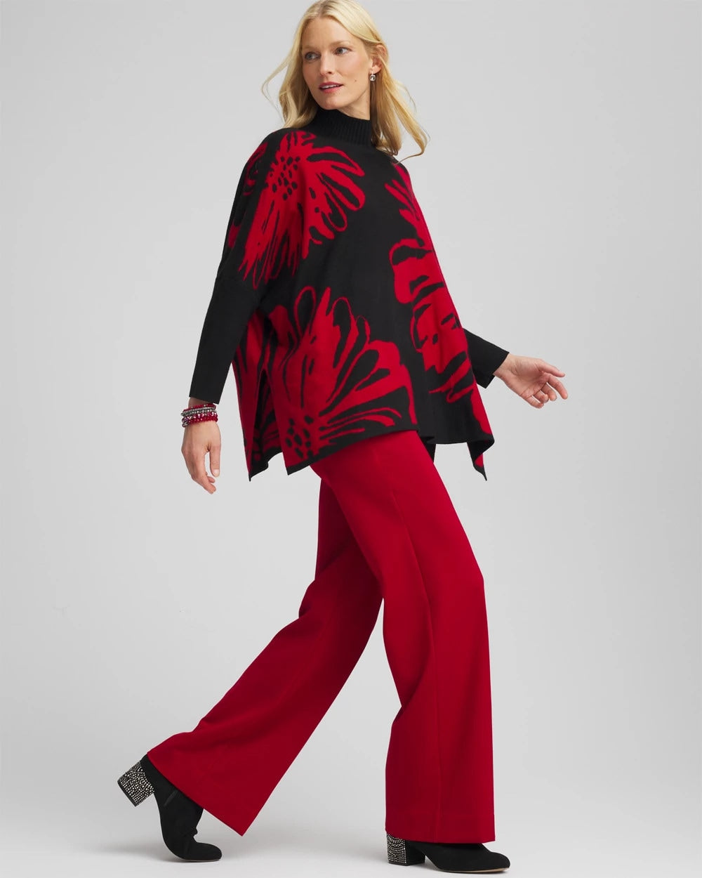 Chico's Women | Floral Poncho BLACK