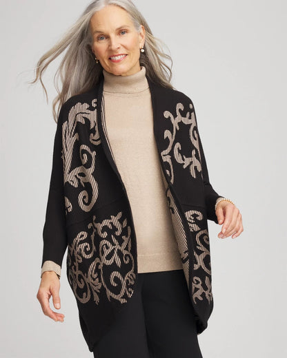 Chico's Women | Ottoman Jacquard Cocoon Cardigan BLACK