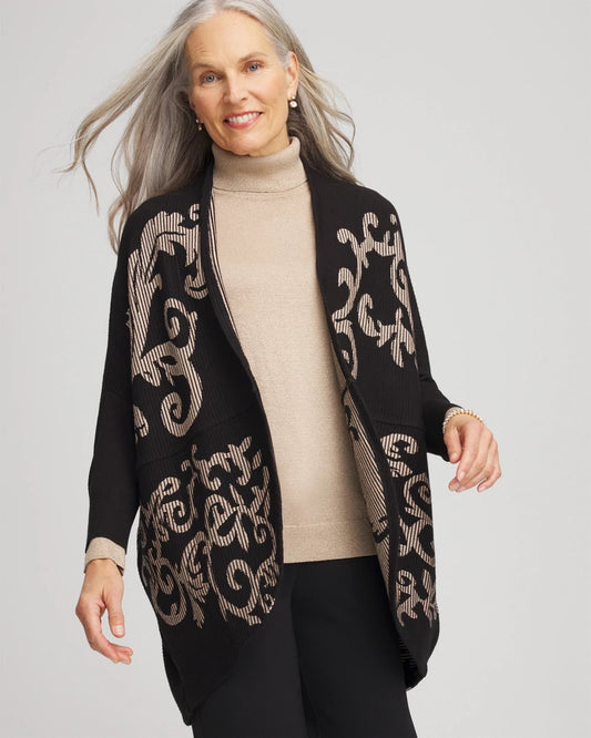 Chico's Women | Ottoman Jacquard Cocoon Cardigan BLACK