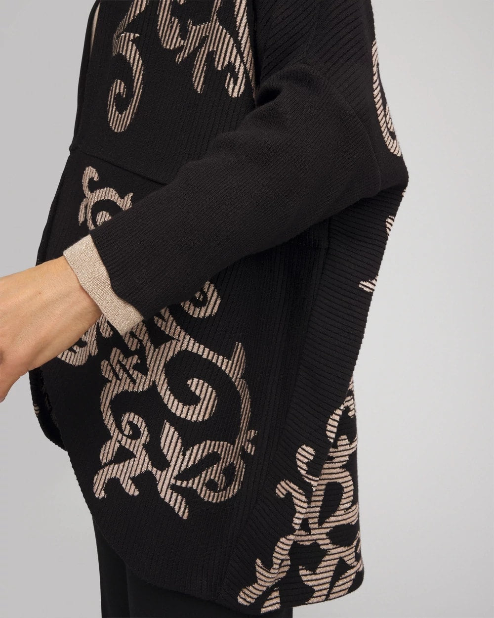 Chico's Women | Ottoman Jacquard Cocoon Cardigan BLACK