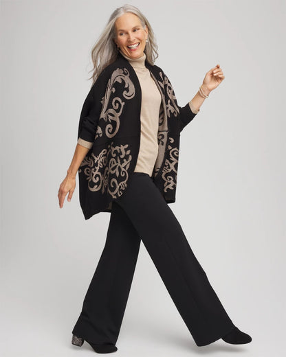 Chico's Women | Ottoman Jacquard Cocoon Cardigan BLACK