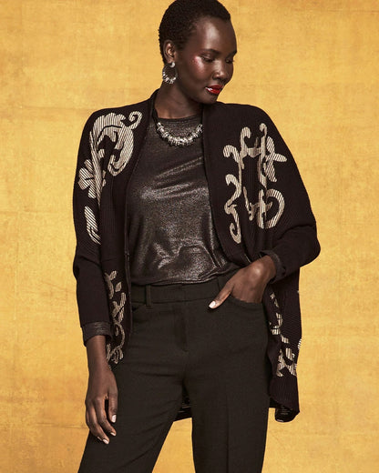 Chico's Women | Ottoman Jacquard Cocoon Cardigan BLACK