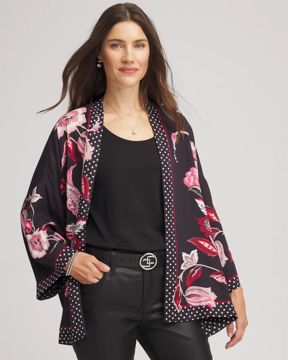 Chico's Women | Short Floral Kimono BLACK