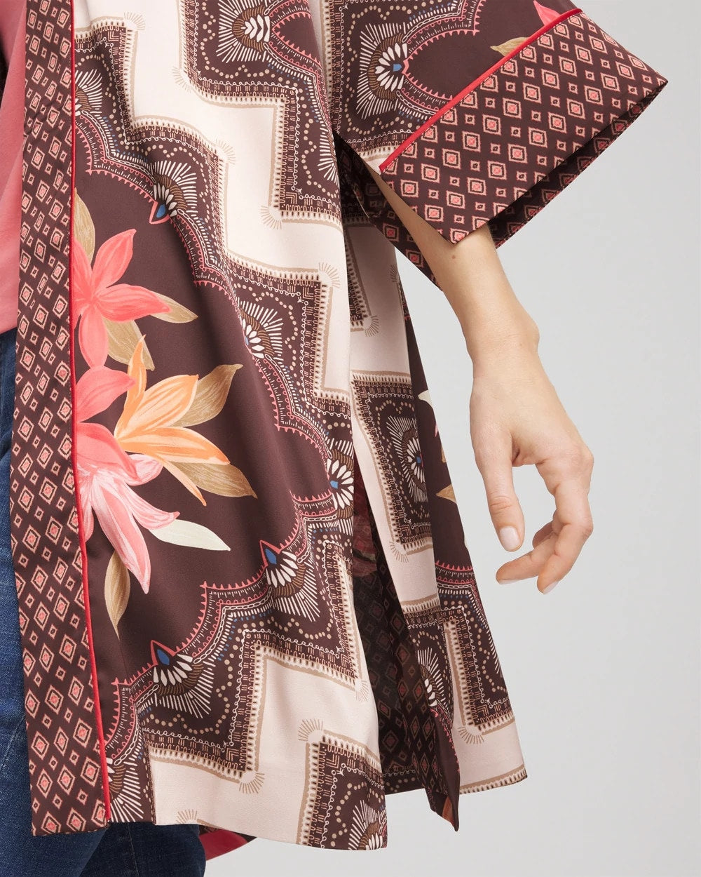 Chico's Women | Long Mixed-Print Kimono CACAO