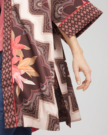 Chico's Women | Long Mixed-Print Kimono CACAO