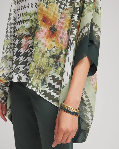 Chico's Women | Printed Crinkle-Chiffon Pullover Poncho NETTLE LEAF