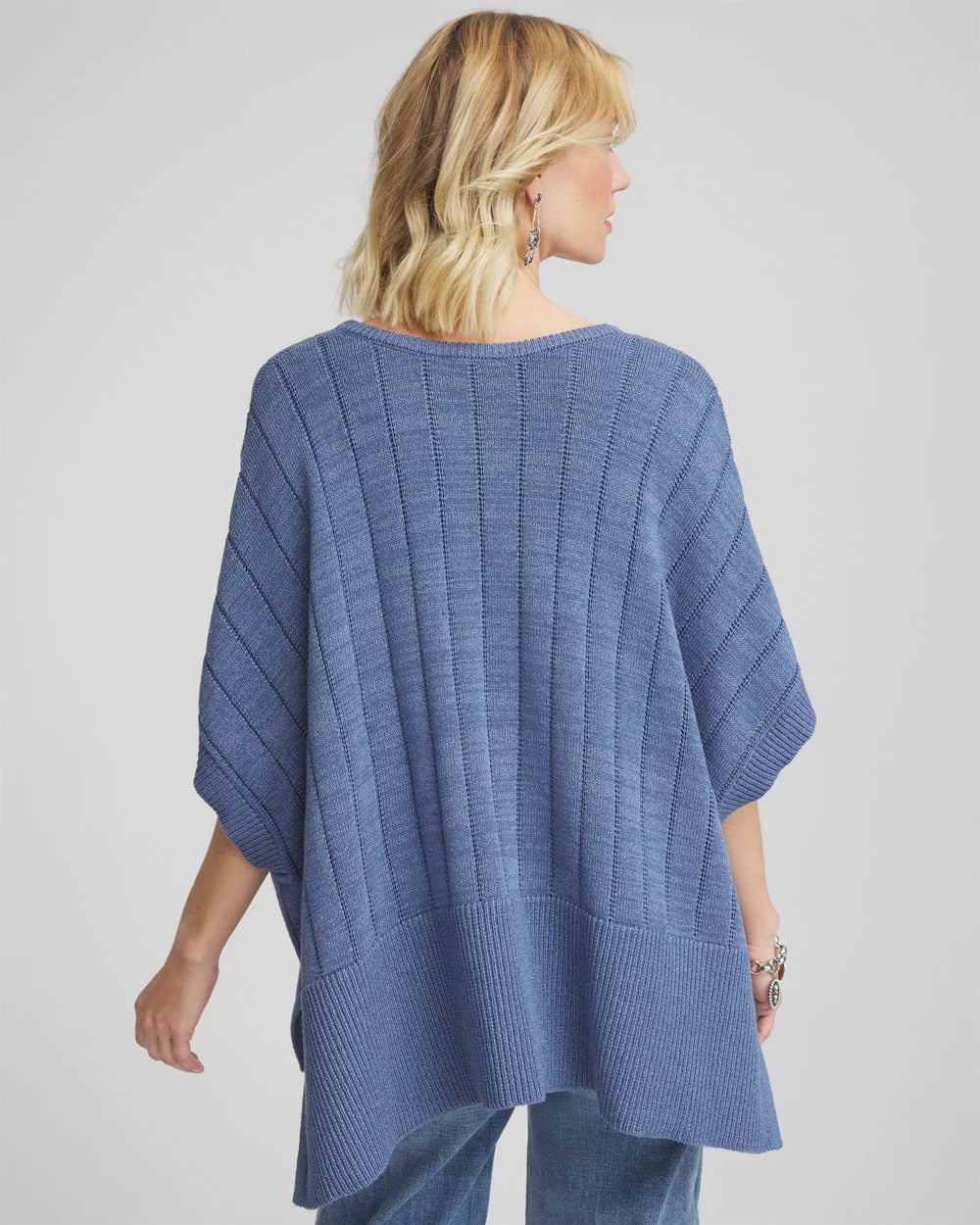 Chico's Women | Open-Knit Splitneck Poncho BLUE LOTUS