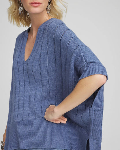 Chico's Women | Open-Knit Splitneck Poncho BLUE LOTUS