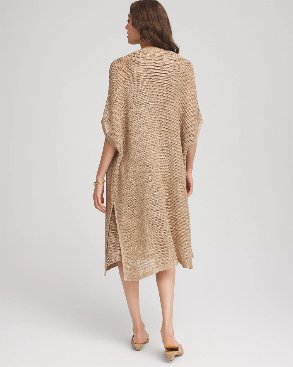 Chico's Women | Crochet-Knit Sequins Ruana CAFE AROMA