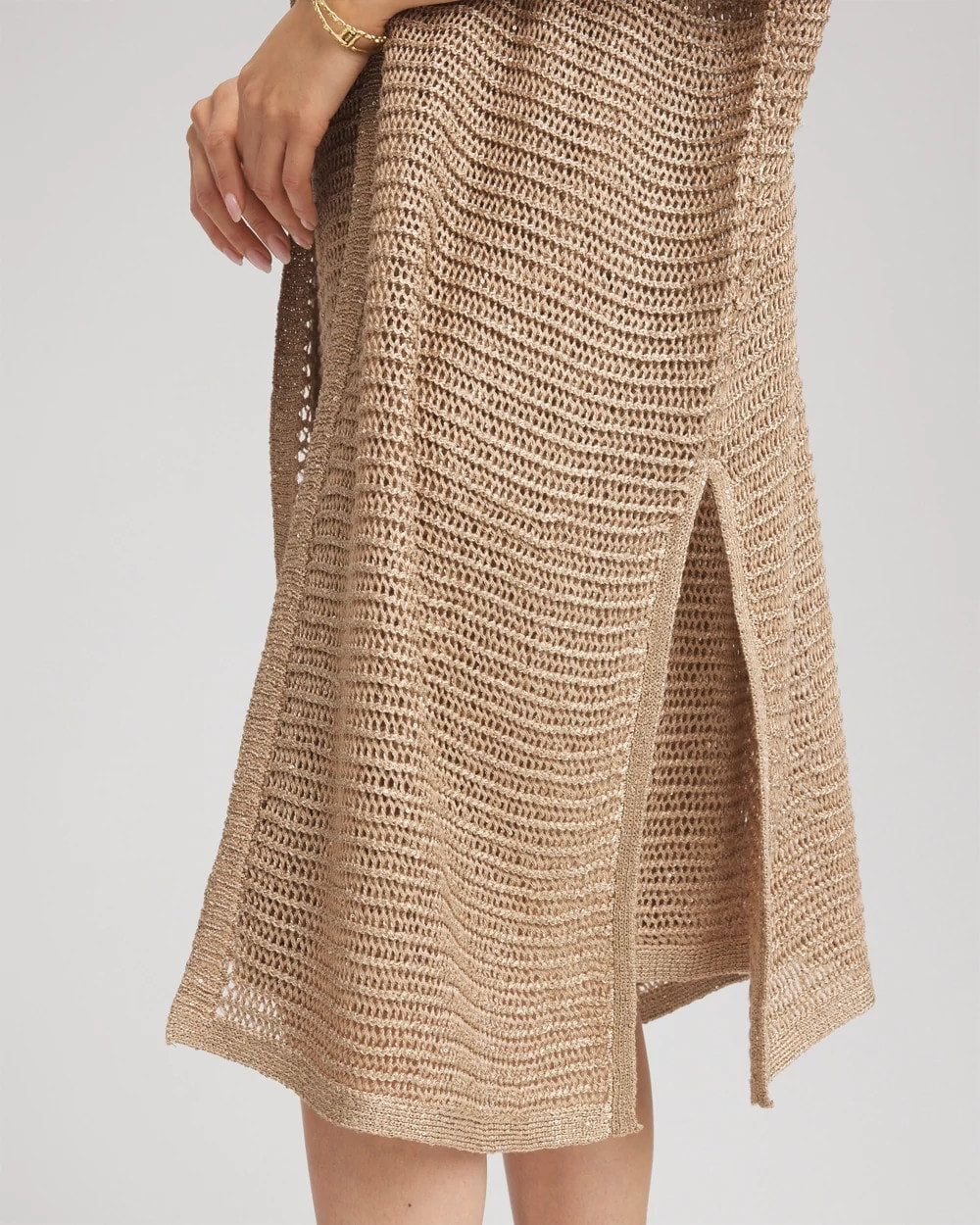 Chico's Women | Crochet-Knit Sequins Ruana CAFE AROMA
