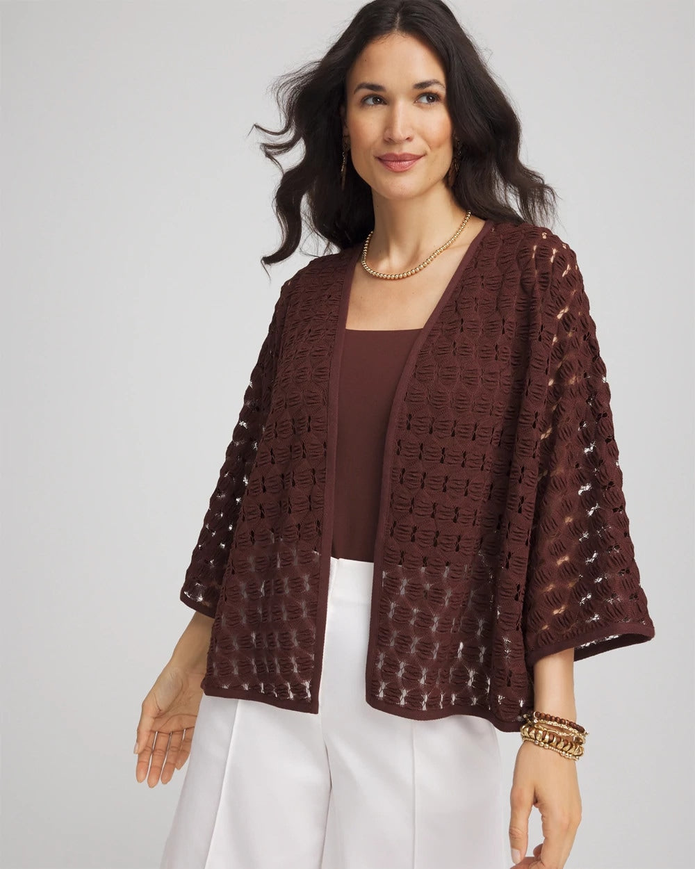 Chico's Women | Short Woven Kimono CACAO