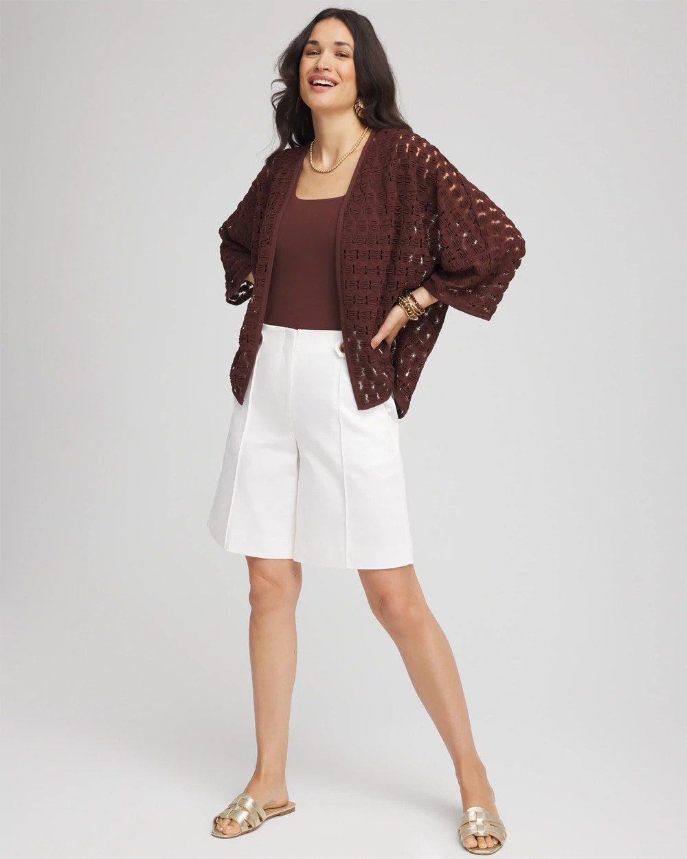 Chico's Women | Short Woven Kimono CACAO