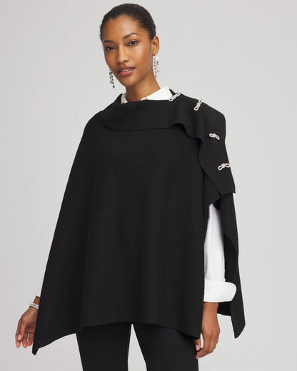 Chico's Women | Embellished Bow Poncho BLACK