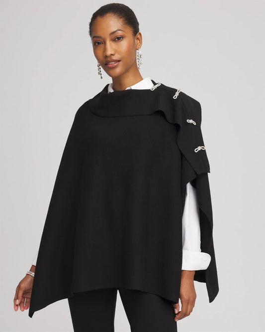 Chico's Women | Embellished Bow Poncho BLACK
