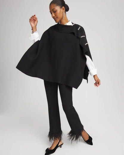 Chico's Women | Embellished Bow Poncho BLACK