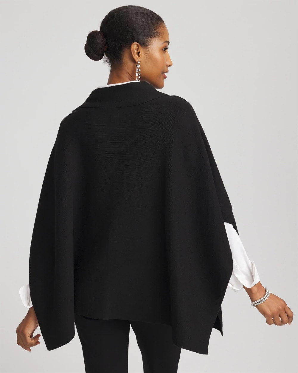 Chico's Women | Embellished Bow Poncho BLACK