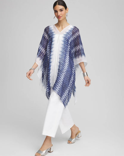 Chico's Women | Long Embellished Linen Kaftan BLUE CASA