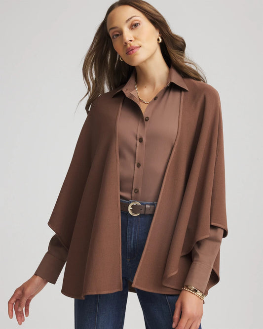 Chico's Women | Crepe Open-Front Ruana DRIED MUSHROOM