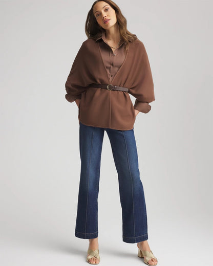 Chico's Women | Crepe Open-Front Ruana DRIED MUSHROOM