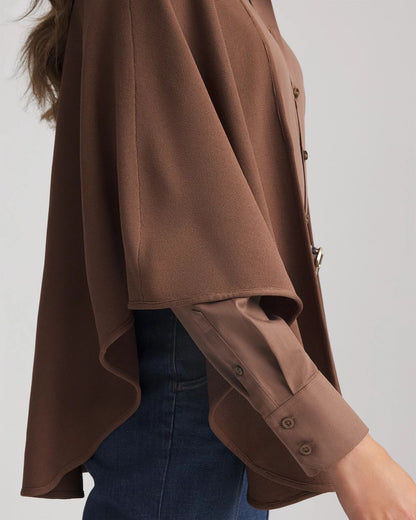 Chico's Women | Crepe Open-Front Ruana DRIED MUSHROOM