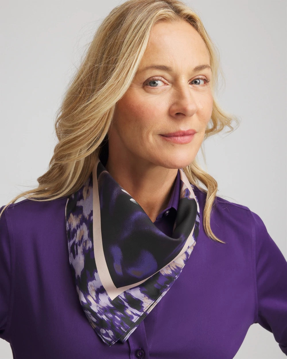 Chico's Women | Fjord Flora Square Neckerchief Scarf BLACK