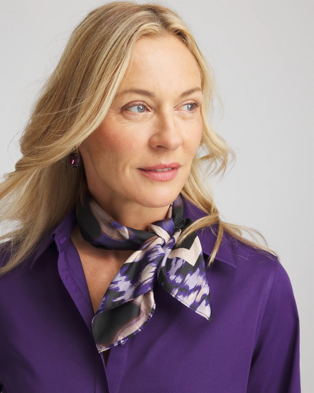 Chico's Women | Fjord Flora Square Neckerchief Scarf BLACK