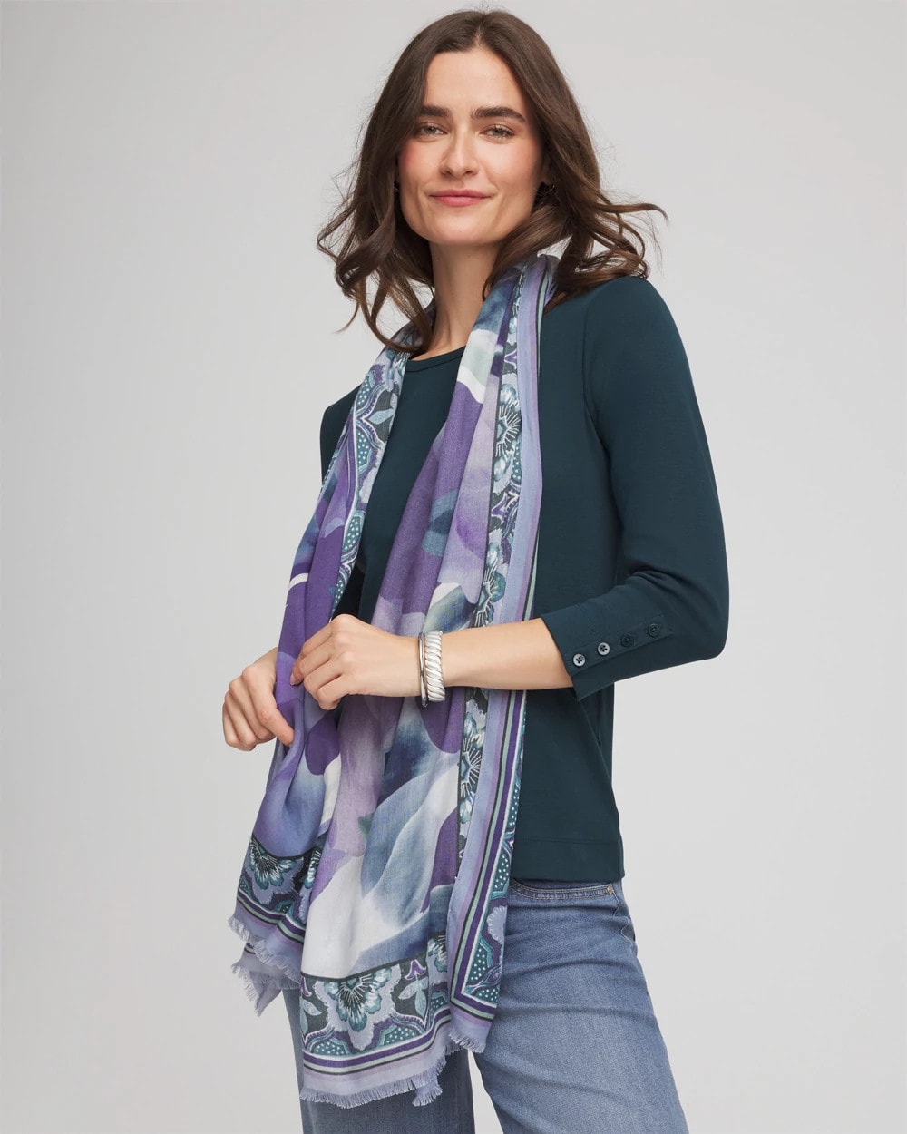 Chico's Women | Artist Garden Oblong Scarf PURPLE ELIXIR