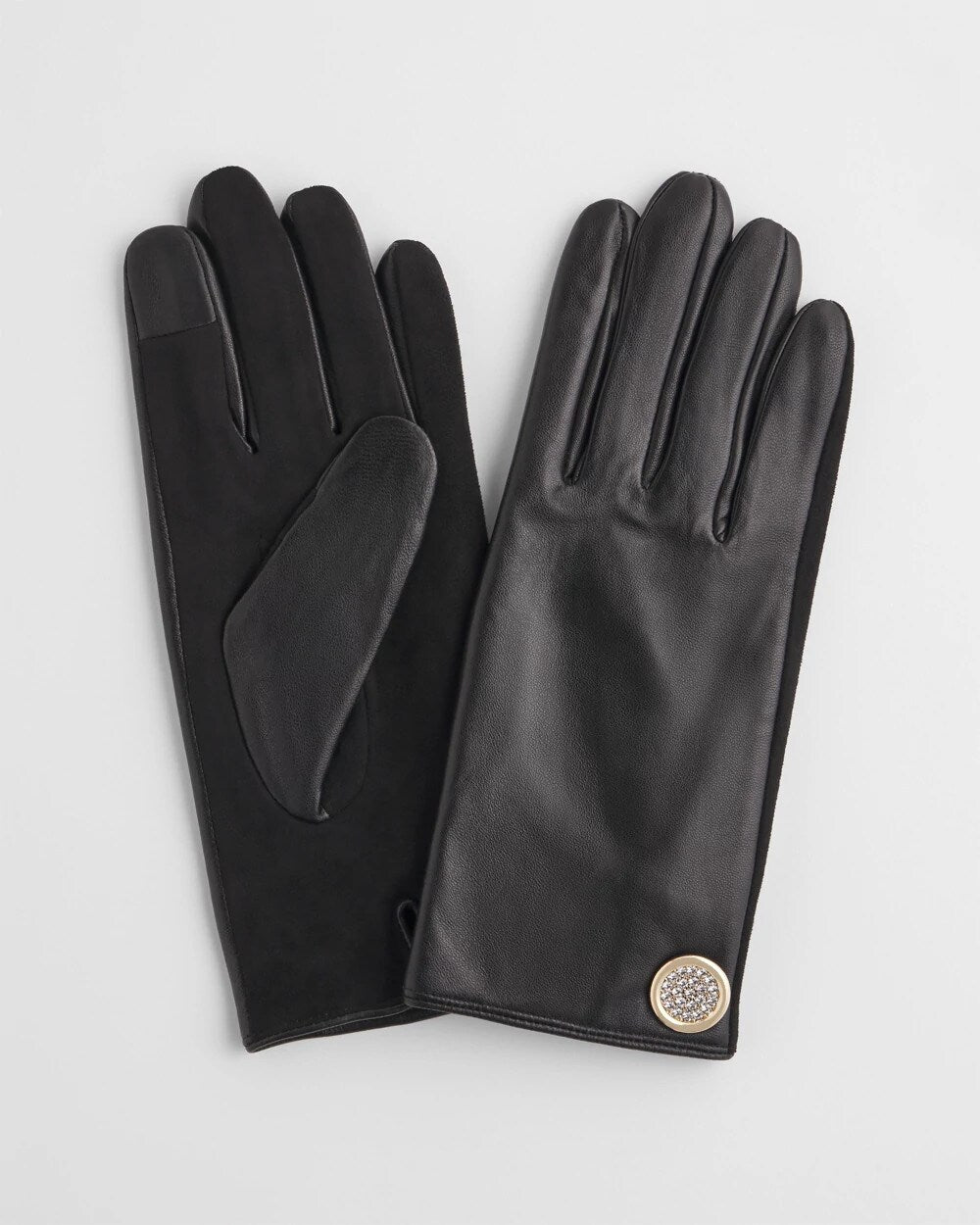Chico's Women | Leather Button Detail Gloves BLACK
